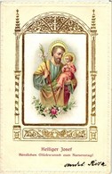 ** T2/T3 'Heiliger Josef - Herzlichen Glückwunsch Zum Namenstag!' / Nameday, St. Joseph, Golden Decorated, Litho, Emb. ( - Ohne Zuordnung