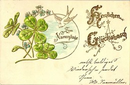 T2 Name Day, Clover, Floral Emb. Litho - Unclassified