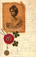 T2 Lady Greeting Card, Clover, Horseshoe, Paul Fink 1337. Emb. Litho - Zonder Classificatie