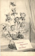 ** T2 Birthday, Flower With Baby Heads, Bizarre, B.K.W.I. 905/4. S: Th. Bauer - Non Classificati