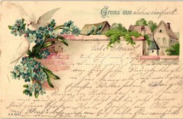 T2 Floral Greeting Card, Doves, A.R. 6247. Litho - Non Classés