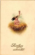 ** T2 'Szívélyes üdvözlet' / Greeting Card, Children, Stork, Amag No. 1195 - Non Classificati