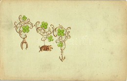 * T2/T3 New Year, Clovers, Pig, Horeshoe, Anchor, Golden Decorated, Emb. (EK) - Non Classés