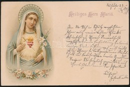 T3 'Heiliges Herz Maria' / Immaculate Heart Of Mary, Litho, Emb. (small Tear) - Non Classés