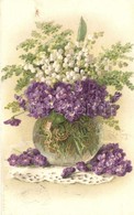 * T2 Flowers, Lily Of The Valley And Viola In A Vase, Litho, A. & M.B. No. 114, S: Paul De Longpie - Non Classificati