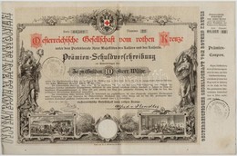 Ausztria / Bécs 1882. 'Osztrák Vöröskereszt' Kötvénye 10G értékben, Szárazpecséttel, 'M. KIR. ADÓHIVATAL SOPRONBAN' Felü - Zonder Classificatie