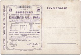 1906. Veszprém, 'Veszprémi Színpártoló Egyesület Színházépítési Alapja Javára' Sorsjegy 20F T:II- - Zonder Classificatie