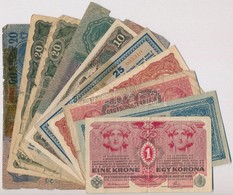 1913-1920. 10db-os Vegyes Magyar Korona Bankjegy Tétel T:III,III-,IV Ragasztott - Non Classificati