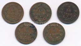 1858B 5/10kr Cu (5x) T:2 Kis Patina
 Adamo M3 - Zonder Classificatie