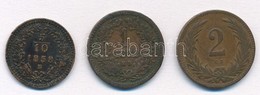 1858B 5/10kr Cu + 1882KB 1kr Cu + 1896. 2f Cu T:2,2- - Non Classés