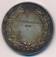 1948. 'Mesterbajnokság 1948 V' Ezüstözött Br Tennisz Díjérem (50mm) T:1- Patina - Zonder Classificatie