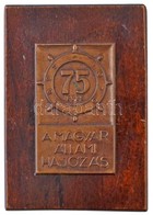 1970. '75 éves A Magyar Állami Hajózás 1895-1970' Br Lemezplakett (80x49mm) Fa Talapzaton (125x89mm) T:2 - Zonder Classificatie