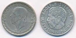 Svédország 1950TS 1Kr Ag 'V. Gusztáv' + 1968U 1Kr Ag 'VI. Gusztáv Adolf' T:1-,2- Sveden 1950TS 1 Krona Ag 'Gustaf V' + 1 - Non Classificati