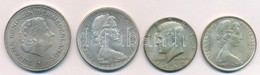 4db-os Vegyes Külföldi Ezüstpénz Tétel, Közte Hollandia 1970. 10G Ag 'Julianna'; Kanada 1967. 1$ Ag 'II. Erzsébet' T:1-, - Non Classificati