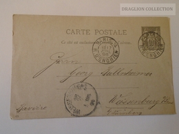 D163920 FRANCE Cancel Cachet, PARIS - 4 R. D 'ENGHIEN Sur Entier Postal Stationery  1896 Paris Sent To Weissenburg - Cartoline Postali Ristampe (ante 1955)