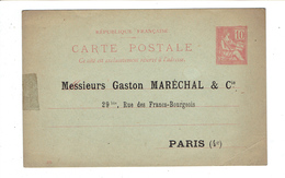 ENTIER - MOUCHON 10 CTS REPIQUE - 1901 - Cartes Postales Repiquages (avant 1995)