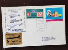 PARAGUAY Avion, Avions, Plane, Aniversario Reiniciacion Servicio Aero Alemagna Sudamerica. Cachet Temporaire 3/11/1971 - Flugzeuge