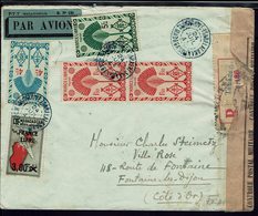 1945 - Affr. Quadricolore France Libre Sur Enveloppe Recommandé Par Avion P.T.T. Madagascar De Tananarive Pour La France - Briefe U. Dokumente