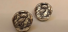 BOUTONS DE MANCHETTES METAL ARGENTE- THEME HIBOU - Manschetten- U. Kragenknöpfe