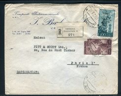 Italie - Enveloppe Commerciale De Venezia En Recommandé Pour Paris En 1950 -  Réf M82 - 1946-60: Marcofilia