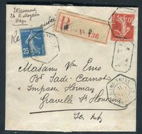 Lettre Du Havre En Recommandé Pour Graville Ste Honorine En 1911 -  Réf M124 - 1877-1920: Semi Modern Period