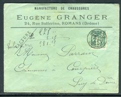 Enveloppe Commerciale De Romans Pour Courpierre En 1897 -  Réf M140 - 1877-1920: Période Semi Moderne