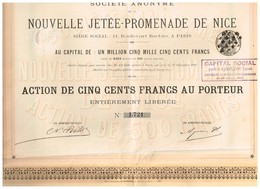 Ancien Titre - Société Anonyme De La Nouvelle Jetée-Promenade De Nice - Titre De 1891 - VF - Turismo