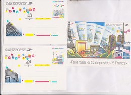 5 CPA Timbres Entiers Avec PANORAMA DE PARIS  1989! - Cartes Postales Repiquages (avant 1995)