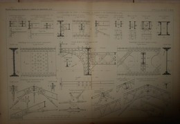 Plan D'assemblages De Fers à Planchers, De Ponts Et De Charpentes En Fer.1884. - Travaux Publics