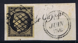 France Lettre Yv 3 Grille + Block Dateur B  Fragment Belles Marges  1849 - 1849-1850 Ceres