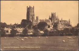 West Tower From South, Ely Cathedral, Cambridgeshire, 1915 - Photochrom Postcard - Ely