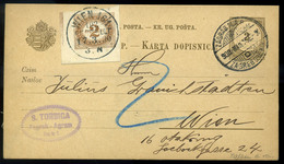 ZÁGRÁB 1900.03. 2Kr-os Díjjegyes Levlap Bécsbe Küldve, Portózva - Postage Due