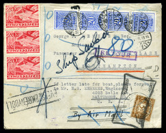 BUDAPEST 1939. 04.19. Igen érdekes Levél, Már érvénytelen Repülő Bélyegekkel Southamptonba , Hajóra Küldve, Visszaküldve - Covers & Documents