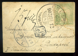 CSESZTE 1902. Mini Képeslap Budapestre Küldve 15f Portózással - Used Stamps