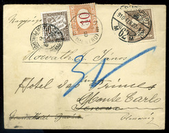 BUDAPEST 1910. Levél Olaszországból, Továbbküldve Monaco-ba , A Két Ország Portózásával. Ritka Darab , (nagyon Jó értékű - Postage Due