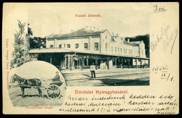 NYÍREGYHÁZA 1900. Vasútállomás, Régi Képeslap  /  Train Station Vintage Pic. P.card - Hongarije