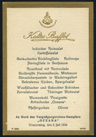 HAMBURG-AMERIKA LINE Dampfer Oceana, 6db Különböző Menükártya! 1934. - Menus