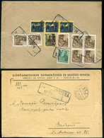 MISKOLC 1945. Dekoratív Vegyes Bérmentesítésű Infla Levél, Cenzúra Bélyegzéssel Budapestre Küldve - Covers & Documents