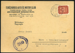 BUDAPEST 1946.06.19. (20. Dsz. Utolsó Nap) Cenzúrázott Levlap, Egybélyeges 50000 MilP Bérmentesítéssel Bécsbe. Ritka! - Storia Postale