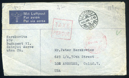 BUDAPEST 1946.06.03. (18. Dsz.) 51600 MilP Készpénz Bérmentesítésű Légi Levél Los Angelesbe Küldve. Rendkívül Ritka Dara - Storia Postale