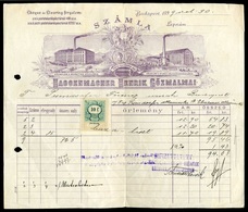 BUDAPEST 1899. Hagenmacher Henrik Gőzmalmai Fejléces, Céges Számla - Unclassified