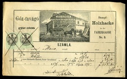 PEST 1870. Gyár Utca, Gőz-favágó, Fejléces Céges Számla - Brieven En Documenten