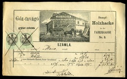 PEST 1870. Gyár Utca, Gőz-favágó, Fejléces Céges Számla - Cartas & Documentos