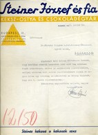 BUDAPEST 1938. Steiner József és Fia Keksz Ostya Csokoládégyár Fejléces, Céges Levél - Sin Clasificación
