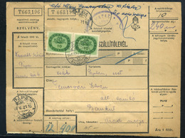 PÁPA 1946. Inflációs, Szelvényes Csomagszállító Bánkútra Küldve - Cartas & Documentos