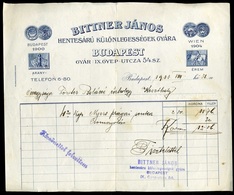 BUDAPEST 1911. Bittner János Hentesárú Fejléces, Céges Számla - Unclassified