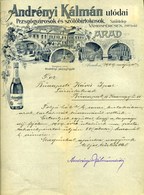 ARAD 1909. Andrényi Pezsgőgyárosok és Szőlőbirtokosok, Fejléces, Céges Számla - Unclassified