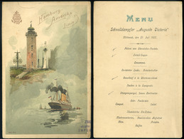 Hamburg Amerika Line Schnelldampfer Auguste Victoria   , Dekoratív Menükártya 1900. - Menu