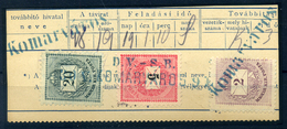 KOMÁRVÁROS Krajcáros Távirat Kivágás, Ritka Kék Bélyegzés - Used Stamps