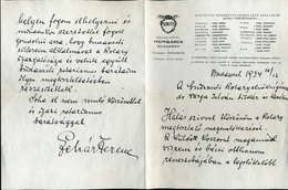 LEHÁR Ferenc Autográf Köszönő Levele A Budapesti Rotary Club Elnökségének, 1934. Ritka Darab!  /  Ferecn LEHÁR Autograph - Unclassified